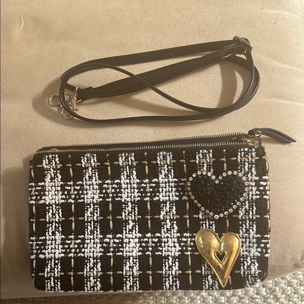 George Black and White Clutch or Shoulder Bag with Geometric Pattern.